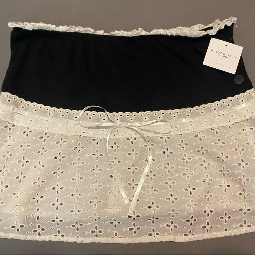 American Eagle By Payless Black and White Lace Chemise